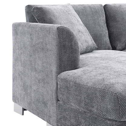 Divano componibile Cloud, set di divani di lusso a L con 2 cuscini gratuiti, mobili da interno in ciniglia a 4 posti con chaise longue oversize