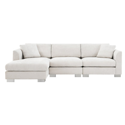 Divano componibile Cloud, set di divani di lusso a L con 2 cuscini gratuiti, mobili da interno in ciniglia a 4 posti con chaise longue oversize