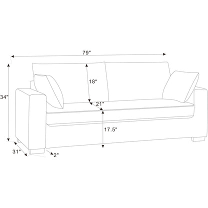 Divano in velluto a coste in stile costiero - 31 P x 79 L x 34 A