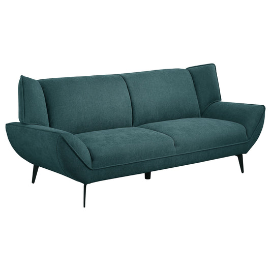 Divano imbottito Acton con braccioli svasati blu acqua