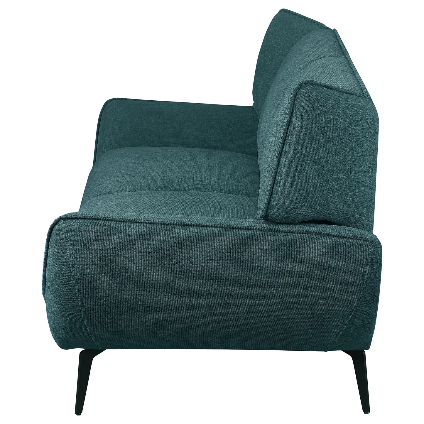 Divano imbottito Acton con braccioli svasati blu acqua