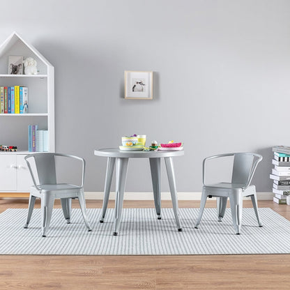 Set tavolo e sedie in metallo bianco per esterni Coco Kids