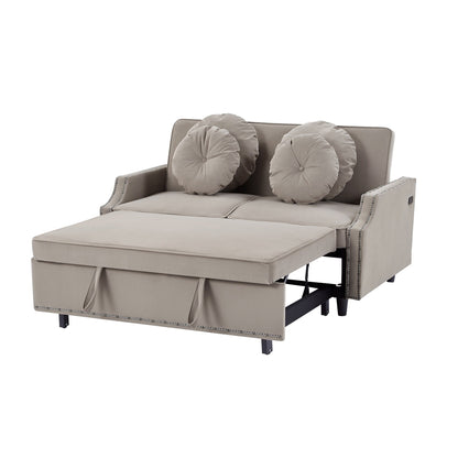 Divano letto regolabile in poliestere Coffee 54.7 con due porte USB e quattro cuscini lombari floreali