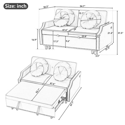 Divano letto regolabile in poliestere Coffee 54.7 con due porte USB e quattro cuscini lombari floreali
