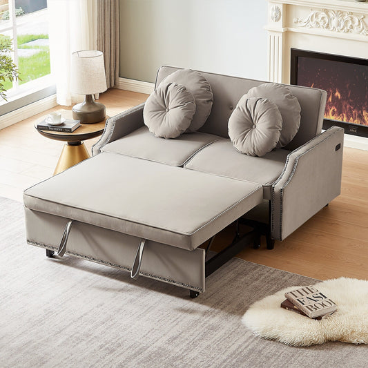 Divano letto regolabile in poliestere Coffee 54.7 con due porte USB e quattro cuscini lombari floreali