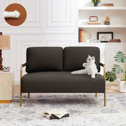 Divano moderno in tessuto Coffee Modern da 49,6 pollici, adatto agli animali domestici, con cuscino posteriore rimovibile e gambe in metallo per il soggiorno