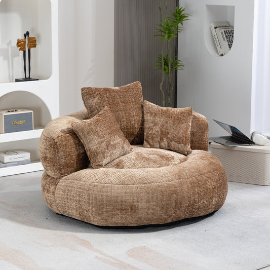 Divano singolo oversize in ciniglia da 42,52 pollici con tre cuscini per camera da letto