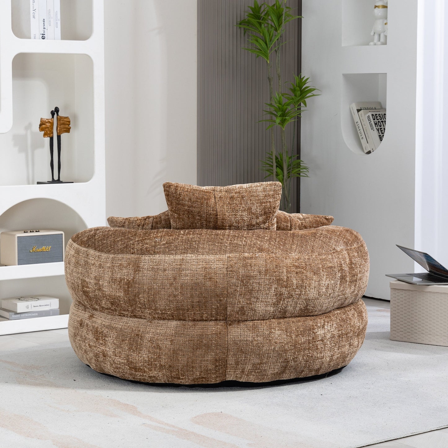 Divano singolo oversize in ciniglia da 42,52 pollici con tre cuscini per camera da letto