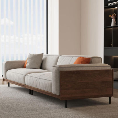 Divano versatile in legno massello comprimibile da 111,81 pollici per soggiorno moderno a 4 posti