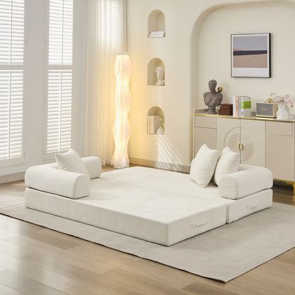 Comodo divano letto pieghevole trasformabile, divano letto da terra, divano da terra in ciniglia con braccioli, divano da terra