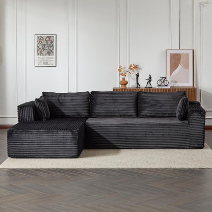 Divano componibile a compressione con chaise longue a forma di L, divano letto modulare con seduta profonda per soggiorno, camera da letto, velluto a coste