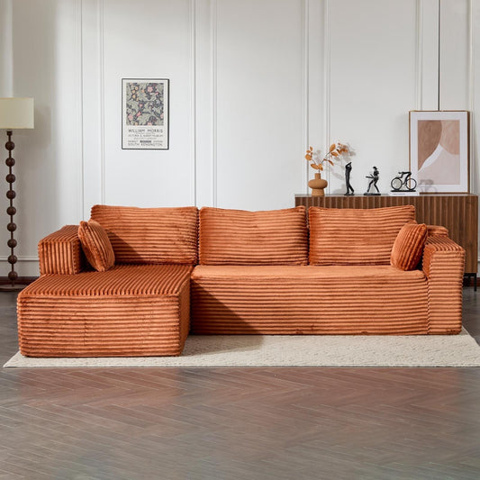 Divano componibile a compressione con chaise longue a forma di L, divano letto modulare con seduta profonda per soggiorno, camera da letto, velluto a coste