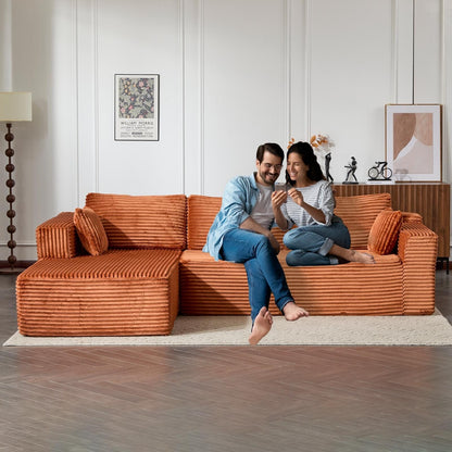 Divano componibile a compressione con chaise longue a forma di L, divano letto modulare con seduta profonda per soggiorno, camera da letto, velluto a coste