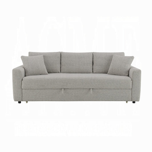 Divano letto Conan, letto pieghevole completo, 2 cuscini, grigio bouclé, 89 pollici