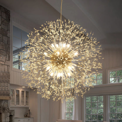 Lampadario contemporaneo Sputnik in cristallo con fuochi d'artificio glamour da 16/20/24 luci, lampada a sospensione Dandelion