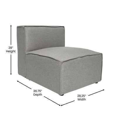 Divano componibile modulare contemporaneo senza braccioli con poltrona centrale - 36,75 P x 28,25 L x 28 A