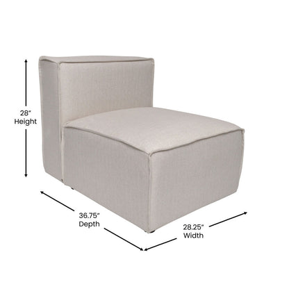 Divano componibile modulare contemporaneo senza braccioli con poltrona centrale - 36,75 P x 28,25 L x 28 A