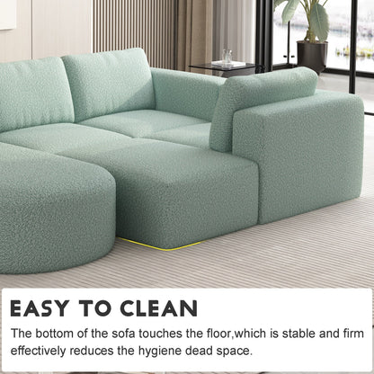 Divano componibile modulare a forma di U convertibile 104,32*70,86 con chaise longue, pouf e spugna compressa per soggiorno