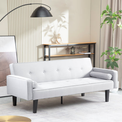 Divano letto futon trasformabile a 3 posti con gambe in legno