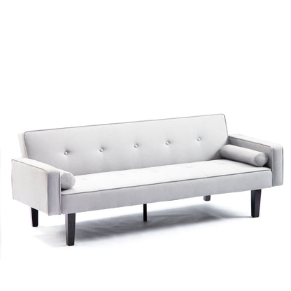 Divano letto futon trasformabile a 3 posti con gambe in legno