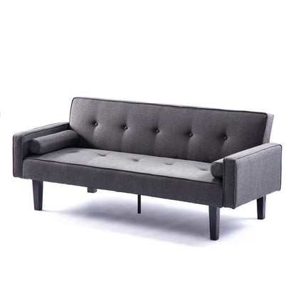 Divano letto futon trasformabile a 3 posti con gambe in legno