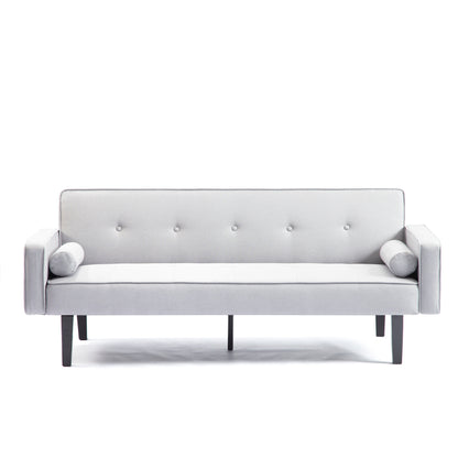 Divano letto futon trasformabile a 3 posti con gambe in legno