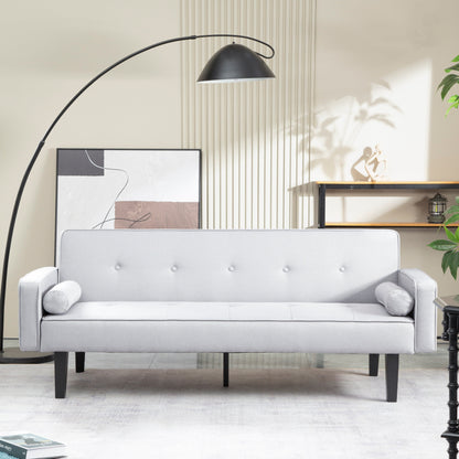 Divano letto futon trasformabile a 3 posti con gambe in legno