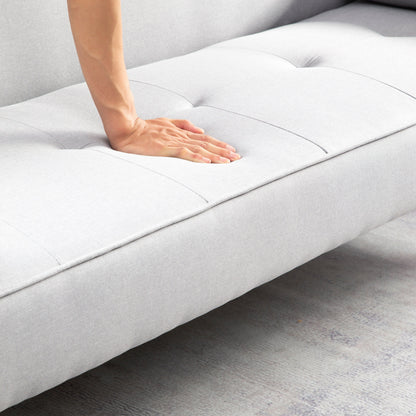 Divano letto futon trasformabile a 3 posti con gambe in legno