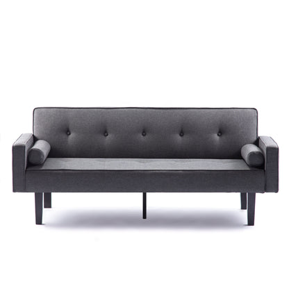 Divano letto futon trasformabile a 3 posti con gambe in legno