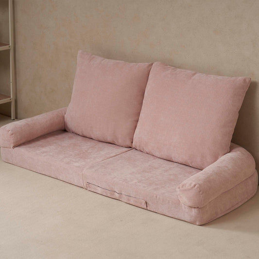Divano letto matrimoniale trasformabile, rosa, la parte giusta del prodotto completo.