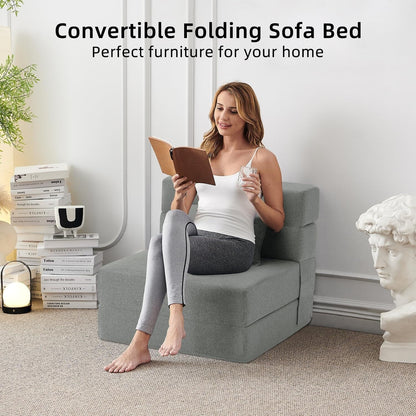 Divano letto pieghevole trasformabile - Poltrona letto moderna in lino con cuscino e materasso pieghevole per soggiorno/camera da letto/ospiti
