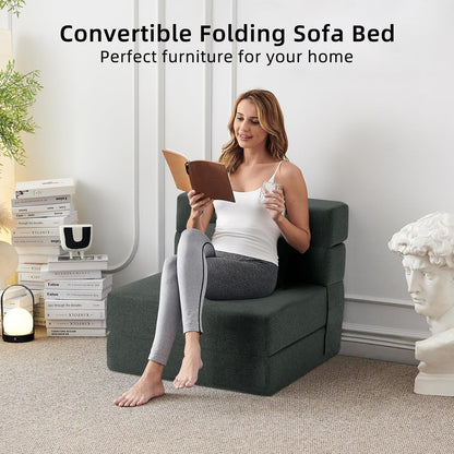 Divano letto pieghevole trasformabile - Poltrona letto moderna in lino con cuscino e materasso pieghevole per soggiorno/camera da letto/ospiti