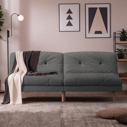 Divano letto futon trasformabile con schienale regolabile - Divano letto imbottito per soggiorno, tessuto grigio
