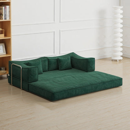 Divano letto trasformabile Pudding Block, divano letto da terra con braccioli