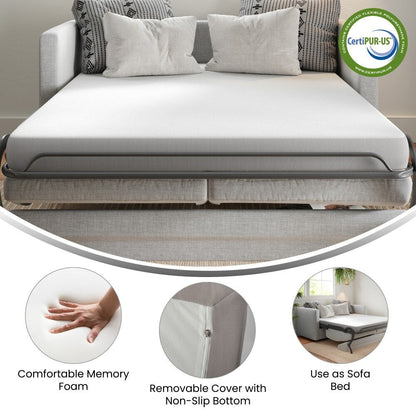 Materasso in memory foam rinfrescante in una scatola per divano letto o dormitorio