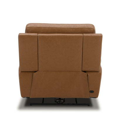 Poltrona reclinabile elettrica in pelle Cooper - Cammello