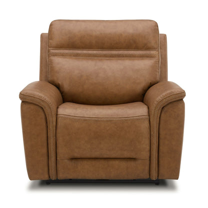 Poltrona reclinabile elettrica in pelle Cooper - Cammello