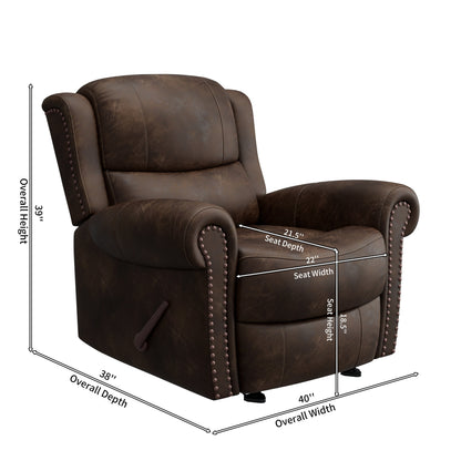 Poltrona reclinabile a dondolo con braccioli arrotolati extra large Copper Grove Dilsen