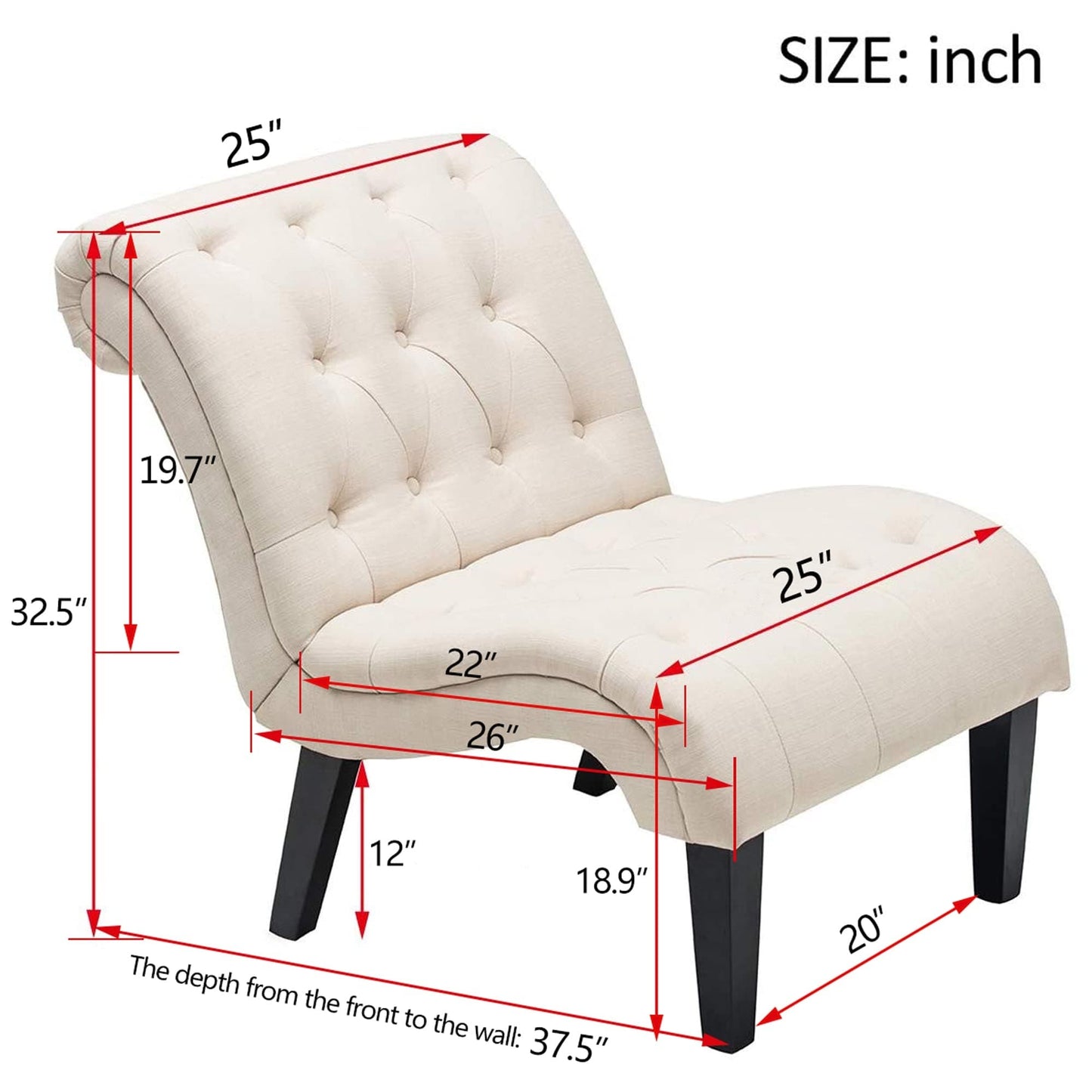 Divano chaise longue imbottito, poltrona decorativa per camera da letto, soggiorno
