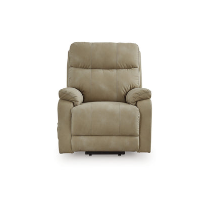 Poltrona reclinabile elettrica Corbin, similpelle color sabbia, braccioli con cuscino