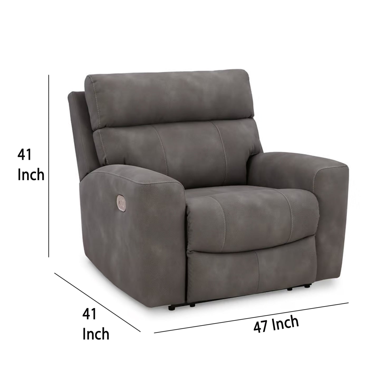 Poltrona reclinabile elettrica Corbin, regolabile, porta USB, similpelle grigia
