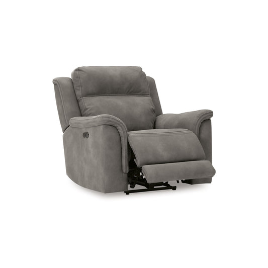 Poltrona reclinabile elettrica Corbin, USB Zero Draw, similpelle grigio ardesia