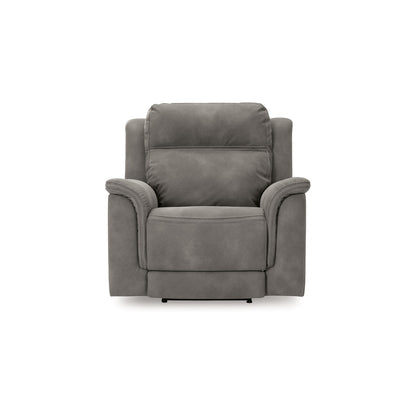 Poltrona reclinabile elettrica Corbin, USB Zero Draw, similpelle grigio ardesia