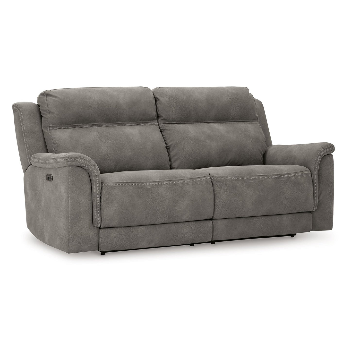 Divano reclinabile elettrico Corbin, USB Zero Draw, similpelle grigio ardesia