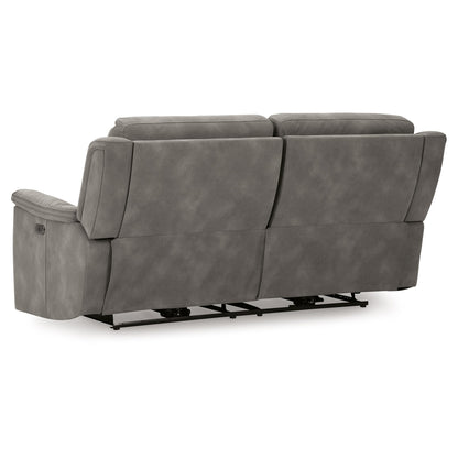 Divano reclinabile elettrico Corbin, USB Zero Draw, similpelle grigio ardesia