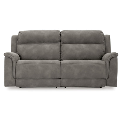Divano reclinabile elettrico Corbin, USB Zero Draw, similpelle grigio ardesia