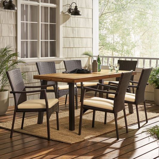 Set da pranzo da esterno Cordella Wood da 7 pezzi di Christopher Knight Home