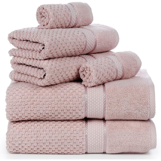 Set di 6 asciugamani in cotone effetto popcorn di Ample Decor - 2 bagni, 2 mani, 2 lavaggi