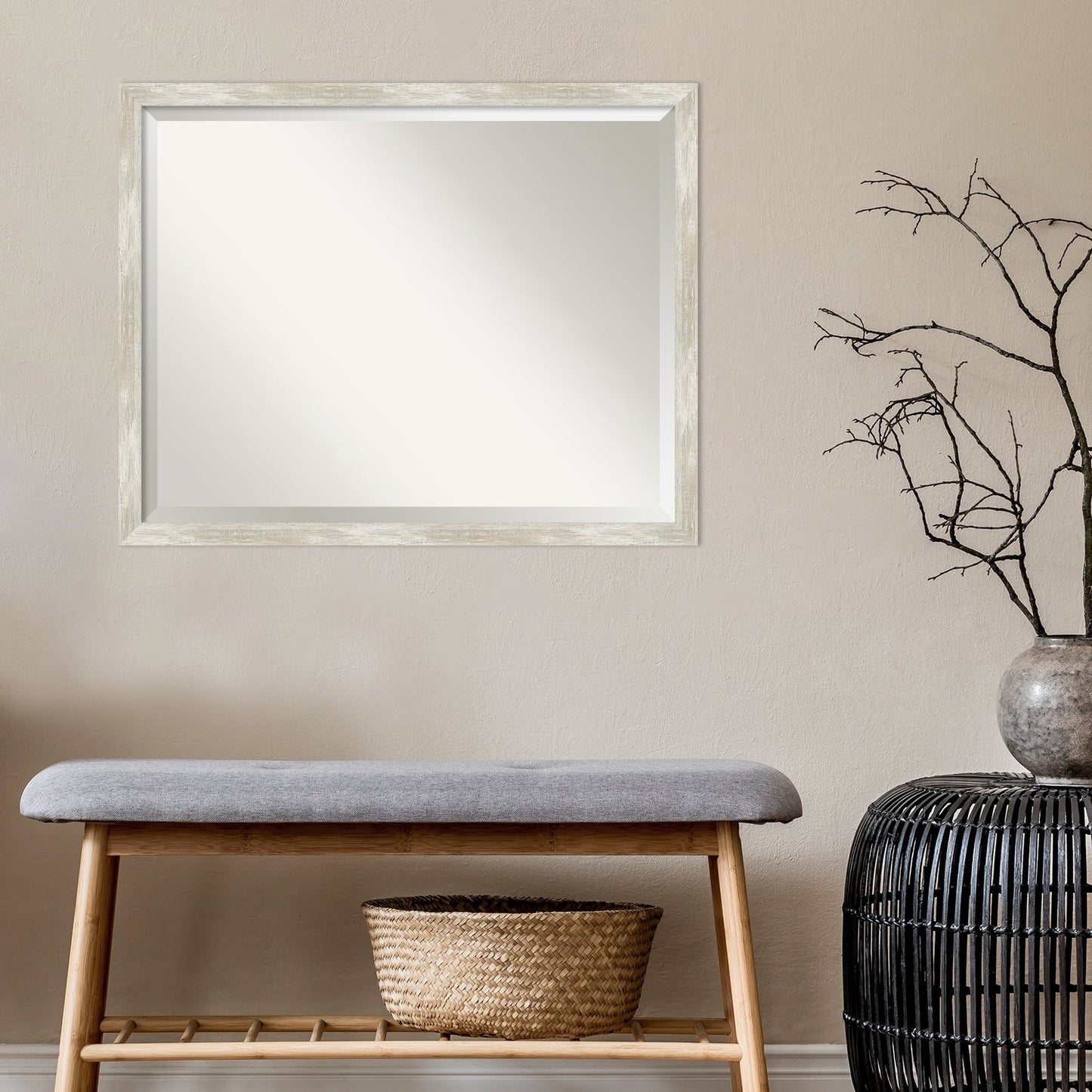 Specchio da parete per bagno bisellato - Cornice metallica screpolata
