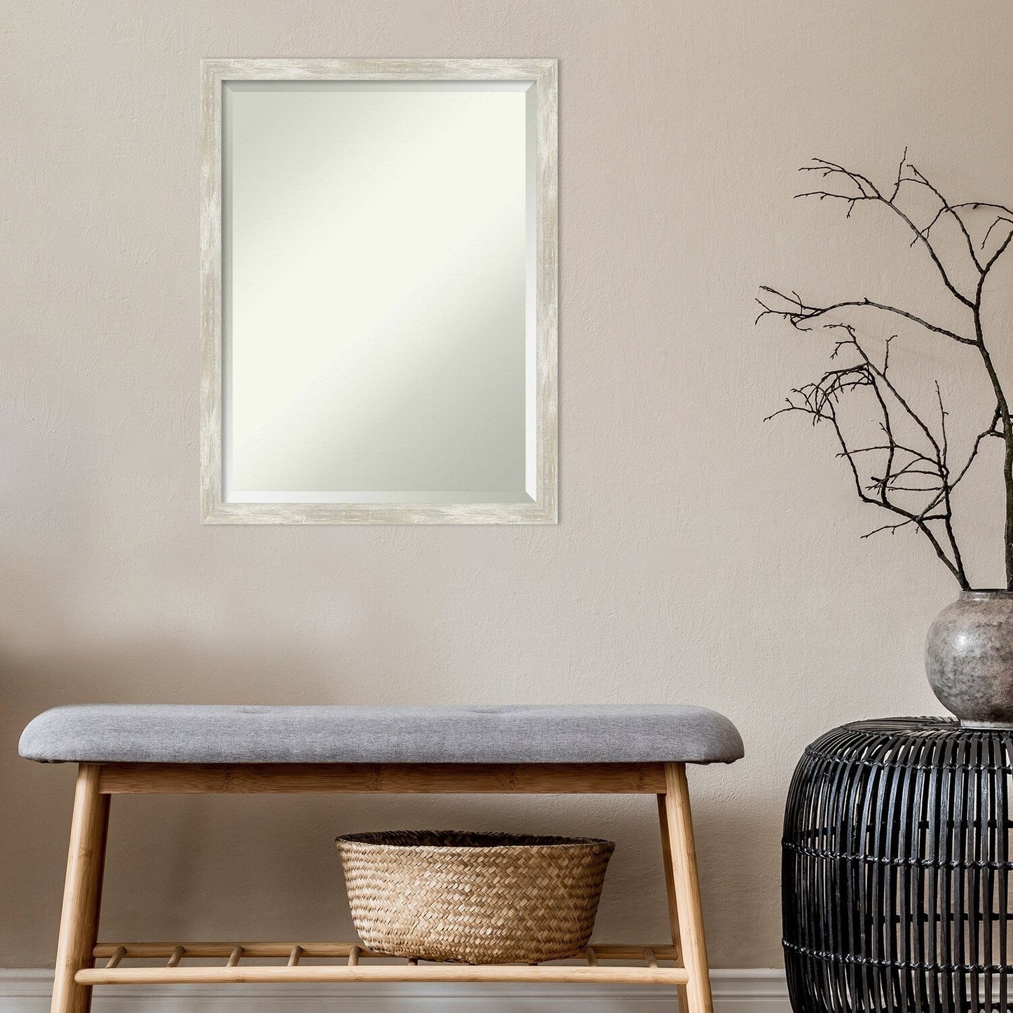 Specchio da parete per bagno bisellato - Cornice metallica screpolata